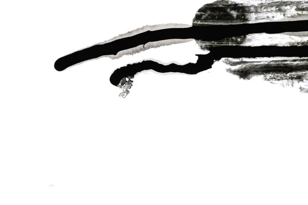 アブストラクトインク背景 大理石のスタイル 白紙に黒塗りのストロークテクスチャ ウェブとゲームのデザインのための壁紙 グランジ泥アート ペンジュースのマクロ画像 ダークスミア ストック写真 C Sashkovna