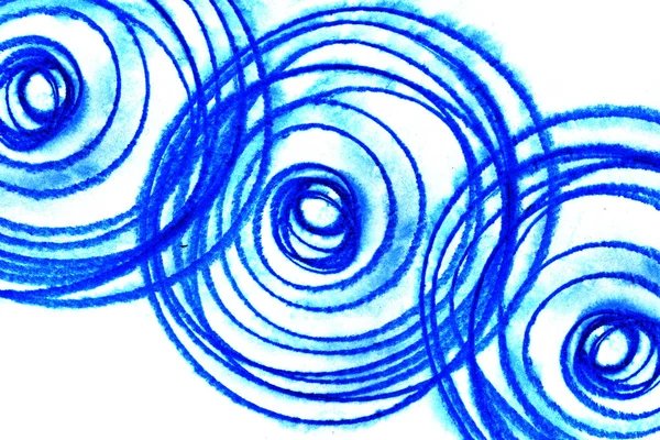 Ilustrace Chaotické Modré Kruhy Vzoru Bílém Pozadí — Stock fotografie