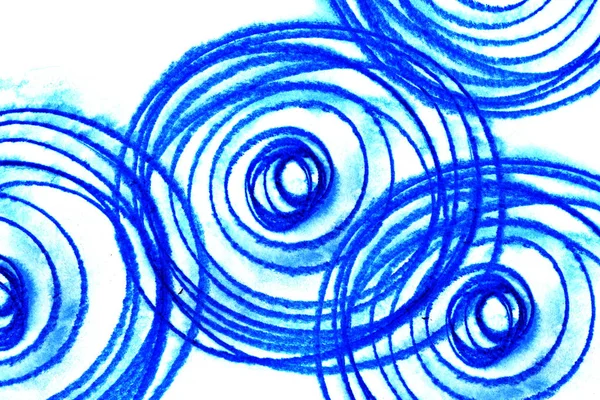 Illustratie Van Chaotische Blauwe Cirkels Patroon Witte Achtergrond — Stockfoto