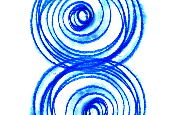 Иллюстрация Хаотичного Рисунка Синих Кругов Белом Фоне — стоковое фото
