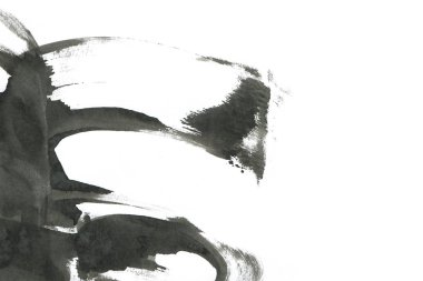 Soyut mürekkep arkaplanı. Mermer tarzı. Beyaz kağıda siyah boya dokusu. Ağ ve oyun tasarımı için duvar kağıdı. Grunge çamur sanatı. Kalem suyunun makro resmi. Koyu Smear