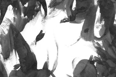 Soyut mürekkep arkaplanı. Mermer tarzı. Beyaz kağıda siyah boya dokusu. Ağ ve oyun tasarımı için duvar kağıdı. Grunge çamur sanatı. Kalem suyunun makro resmi. Koyu Smear