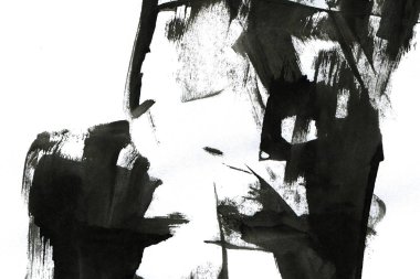 Soyut mürekkep arkaplanı. Mermer tarzı. Beyaz kağıda siyah boya dokusu. Ağ ve oyun tasarımı için duvar kağıdı. Grunge çamur sanatı. Kalem suyunun makro resmi. Koyu Smear