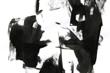 Soyut mürekkep arkaplanı. Mermer tarzı. Beyaz kağıda siyah boya dokusu. Ağ ve oyun tasarımı için duvar kağıdı. Grunge çamur sanatı. Kalem suyunun makro resmi. Koyu Smear