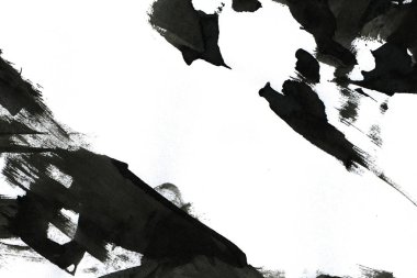 Soyut mürekkep arkaplanı. Mermer tarzı. Beyaz kağıda siyah boya dokusu. Ağ ve oyun tasarımı için duvar kağıdı. Grunge çamur sanatı. Kalem suyunun makro resmi. Koyu Smear