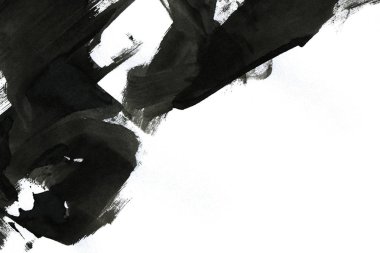 Soyut mürekkep arkaplanı. Mermer tarzı. Beyaz kağıda siyah boya dokusu. Ağ ve oyun tasarımı için duvar kağıdı. Grunge çamur sanatı. Kalem suyunun makro resmi. Koyu Smear