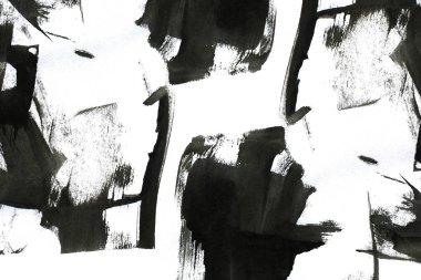 Soyut mürekkep arkaplanı. Mermer tarzı. Beyaz kağıda siyah boya dokusu. Ağ ve oyun tasarımı için duvar kağıdı. Grunge çamur sanatı. Kalem suyunun makro resmi. Koyu Smear