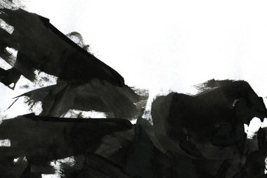 Soyut mürekkep arkaplanı. Mermer tarzı. Beyaz kağıda siyah boya dokusu. Ağ ve oyun tasarımı için duvar kağıdı. Grunge çamur sanatı. Kalem suyunun makro resmi. Koyu Smear