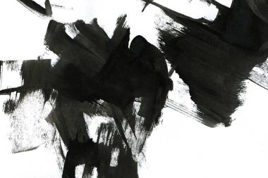 Soyut mürekkep arkaplanı. Mermer tarzı. Beyaz kağıda siyah boya dokusu. Ağ ve oyun tasarımı için duvar kağıdı. Grunge çamur sanatı. Kalem suyunun makro resmi. Koyu Smear