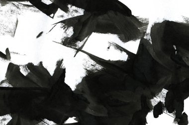 Soyut mürekkep arkaplanı. Mermer tarzı. Beyaz kağıda siyah boya dokusu. Ağ ve oyun tasarımı için duvar kağıdı. Grunge çamur sanatı. Kalem suyunun makro resmi. Koyu Smear