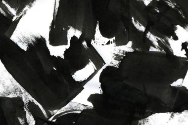 Soyut mürekkep arkaplanı. Mermer tarzı. Beyaz kağıda siyah boya dokusu. Ağ ve oyun tasarımı için duvar kağıdı. Grunge çamur sanatı. Kalem suyunun makro resmi. Koyu Smear