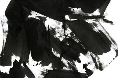 Soyut mürekkep arkaplanı. Mermer tarzı. Beyaz kağıda siyah boya dokusu. Ağ ve oyun tasarımı için duvar kağıdı. Grunge çamur sanatı. Kalem suyunun makro resmi. Koyu Smear