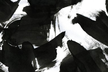 Soyut mürekkep arkaplanı. Mermer tarzı. Beyaz kağıda siyah boya dokusu. Ağ ve oyun tasarımı için duvar kağıdı. Grunge çamur sanatı. Kalem suyunun makro resmi. Koyu Smear