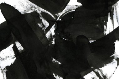 Soyut mürekkep arkaplanı. Mermer tarzı. Beyaz kağıda siyah boya dokusu. Ağ ve oyun tasarımı için duvar kağıdı. Grunge çamur sanatı. Kalem suyunun makro resmi. Koyu Smear