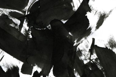 Soyut mürekkep arkaplanı. Mermer tarzı. Beyaz kağıda siyah boya dokusu. Ağ ve oyun tasarımı için duvar kağıdı. Grunge çamur sanatı. Kalem suyunun makro resmi. Koyu Smear