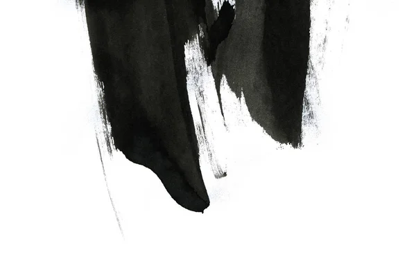 Fond Encre Abstrait Style Marbre Texture Noire Sur Papier Blanc — Photo
