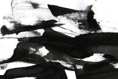 Soyut mürekkep arkaplanı. Mermer tarzı. Beyaz kağıda siyah boya dokusu. Ağ ve oyun tasarımı için duvar kağıdı. Grunge çamur sanatı. Kalem suyunun makro resmi. Koyu Smear