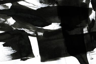 Soyut mürekkep arkaplanı. Mermer tarzı. Beyaz kağıda siyah boya dokusu. Ağ ve oyun tasarımı için duvar kağıdı. Grunge çamur sanatı. Kalem suyunun makro resmi. Koyu Smear