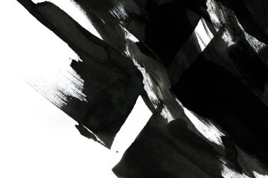 Soyut mürekkep arkaplanı. Mermer tarzı. Beyaz kağıda siyah boya dokusu. Ağ ve oyun tasarımı için duvar kağıdı. Grunge çamur sanatı. Kalem suyunun makro resmi. Koyu Smear