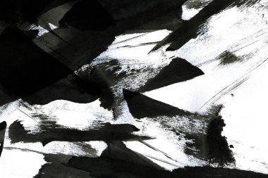 Soyut mürekkep arkaplanı. Mermer tarzı. Beyaz kağıda siyah boya dokusu. Ağ ve oyun tasarımı için duvar kağıdı. Grunge çamur sanatı. Kalem suyunun makro resmi. Koyu Smear