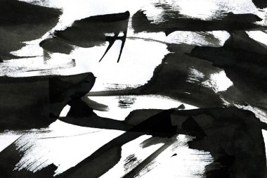 Soyut mürekkep arkaplanı. Mermer tarzı. Beyaz kağıda siyah boya dokusu. Ağ ve oyun tasarımı için duvar kağıdı. Grunge çamur sanatı. Kalem suyunun makro resmi. Koyu Smear