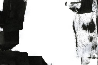 Soyut mürekkep arkaplanı. Mermer tarzı. Beyaz kağıda siyah boya dokusu. Ağ ve oyun tasarımı için duvar kağıdı. Grunge çamur sanatı. Kalem suyunun makro resmi. Koyu Smear