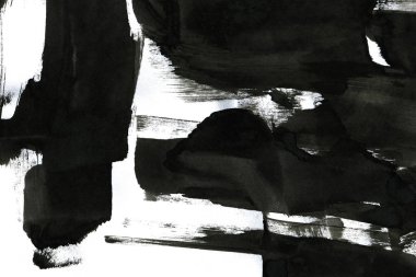 Soyut mürekkep arkaplanı. Mermer tarzı. Beyaz kağıda siyah boya dokusu. Ağ ve oyun tasarımı için duvar kağıdı. Grunge çamur sanatı. Kalem suyunun makro resmi. Koyu Smear