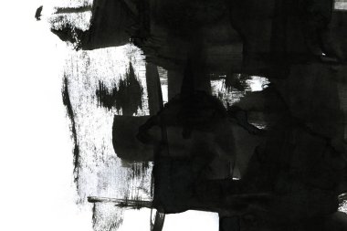 Soyut mürekkep arkaplanı. Mermer tarzı. Beyaz kağıda siyah boya dokusu. Ağ ve oyun tasarımı için duvar kağıdı. Grunge çamur sanatı. Kalem suyunun makro resmi. Koyu Smear