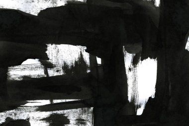 Soyut mürekkep arkaplanı. Mermer tarzı. Beyaz kağıda siyah boya dokusu. Ağ ve oyun tasarımı için duvar kağıdı. Grunge çamur sanatı. Kalem suyunun makro resmi. Koyu Smear