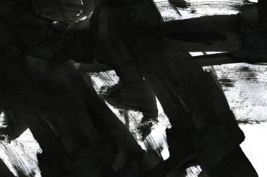 Soyut mürekkep arkaplanı. Mermer tarzı. Beyaz kağıda siyah boya dokusu. Ağ ve oyun tasarımı için duvar kağıdı. Grunge çamur sanatı. Kalem suyunun makro resmi. Koyu Smear