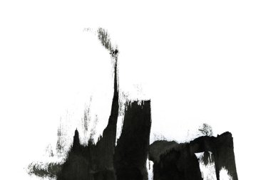 Soyut mürekkep arkaplanı. Mermer tarzı. Beyaz kağıda siyah boya dokusu. Ağ ve oyun tasarımı için duvar kağıdı. Grunge çamur sanatı. Kalem suyunun makro resmi. Koyu Smear