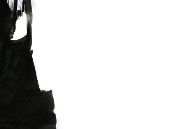 Soyut mürekkep arkaplanı. Mermer tarzı. Beyaz kağıda siyah boya dokusu. Ağ ve oyun tasarımı için duvar kağıdı. Grunge çamur sanatı. Kalem suyunun makro resmi. Koyu Smear