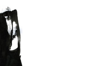 Soyut mürekkep arkaplanı. Mermer tarzı. Beyaz kağıda siyah boya dokusu. Ağ ve oyun tasarımı için duvar kağıdı. Grunge çamur sanatı. Kalem suyunun makro resmi. Koyu Smear