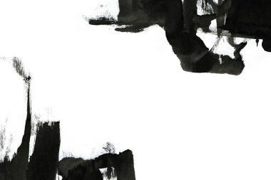 Soyut mürekkep arkaplanı. Mermer tarzı. Beyaz kağıda siyah boya dokusu. Ağ ve oyun tasarımı için duvar kağıdı. Grunge çamur sanatı. Kalem suyunun makro resmi. Koyu Smear