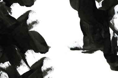 Soyut mürekkep arkaplanı. Mermer tarzı. Beyaz kağıda siyah boya dokusu. Ağ ve oyun tasarımı için duvar kağıdı. Grunge çamur sanatı. Kalem suyunun makro resmi. Koyu Smear