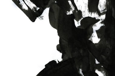 Soyut mürekkep arkaplanı. Mermer tarzı. Beyaz kağıda siyah boya dokusu. Ağ ve oyun tasarımı için duvar kağıdı. Grunge çamur sanatı. Kalem suyunun makro resmi. Koyu Smear