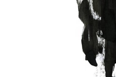 Soyut mürekkep arkaplanı. Mermer tarzı. Beyaz kağıda siyah boya dokusu. Ağ ve oyun tasarımı için duvar kağıdı. Grunge çamur sanatı. Kalem suyunun makro resmi. Koyu Smear