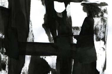 Soyut mürekkep arkaplanı. Mermer tarzı. Beyaz kağıda siyah boya dokusu. Ağ ve oyun tasarımı için duvar kağıdı. Grunge çamur sanatı. Kalem suyunun makro resmi. Koyu Smear