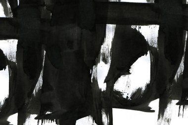 Soyut mürekkep arkaplanı. Mermer tarzı. Beyaz kağıda siyah boya dokusu. Ağ ve oyun tasarımı için duvar kağıdı. Grunge çamur sanatı. Kalem suyunun makro resmi. Koyu Smear