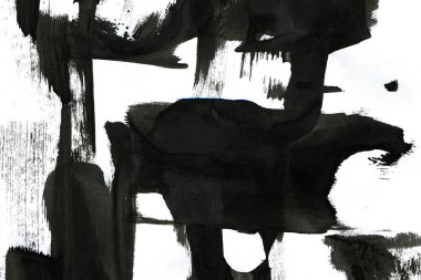 Soyut mürekkep arkaplanı. Mermer tarzı. Beyaz kağıda siyah boya dokusu. Ağ ve oyun tasarımı için duvar kağıdı. Grunge çamur sanatı. Kalem suyunun makro resmi. Koyu Smear