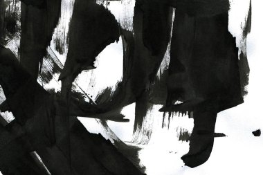 Soyut mürekkep arkaplanı. Mermer tarzı. Beyaz kağıda siyah boya dokusu. Ağ ve oyun tasarımı için duvar kağıdı. Grunge çamur sanatı. Kalem suyunun makro resmi. Koyu Smear