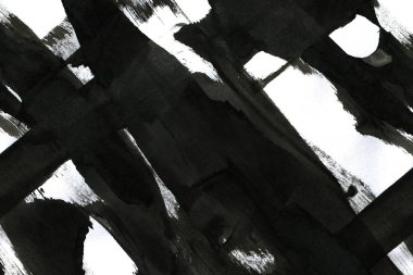 Soyut mürekkep arkaplanı. Mermer tarzı. Beyaz kağıda siyah boya dokusu. Ağ ve oyun tasarımı için duvar kağıdı. Grunge çamur sanatı. Kalem suyunun makro resmi. Koyu Smear