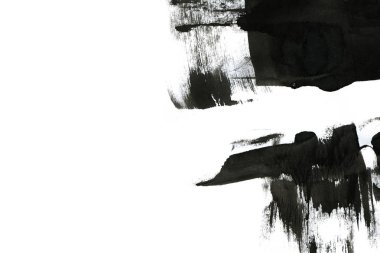 Soyut mürekkep arkaplanı. Mermer tarzı. Beyaz kağıda siyah boya dokusu. Ağ ve oyun tasarımı için duvar kağıdı. Grunge çamur sanatı. Kalem suyunun makro resmi. Koyu Smear