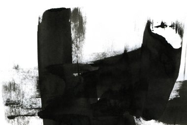 Soyut mürekkep arkaplanı. Mermer tarzı. Beyaz kağıda siyah boya dokusu. Ağ ve oyun tasarımı için duvar kağıdı. Grunge çamur sanatı. Kalem suyunun makro resmi. Koyu Smear