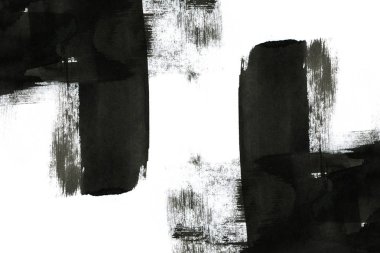 Soyut mürekkep arkaplanı. Mermer tarzı. Beyaz kağıda siyah boya dokusu. Ağ ve oyun tasarımı için duvar kağıdı. Grunge çamur sanatı. Kalem suyunun makro resmi. Koyu Smear