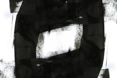 Soyut mürekkep arkaplanı. Mermer tarzı. Beyaz kağıda siyah boya dokusu. Ağ ve oyun tasarımı için duvar kağıdı. Grunge çamur sanatı. Kalem suyunun makro resmi. Koyu Smear