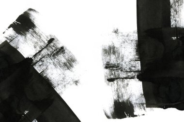 Soyut mürekkep arkaplanı. Mermer tarzı. Beyaz kağıda siyah boya dokusu. Ağ ve oyun tasarımı için duvar kağıdı. Grunge çamur sanatı. Kalem suyunun makro resmi. Koyu Smear