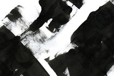 Soyut mürekkep arkaplanı. Mermer tarzı. Beyaz kağıda siyah boya dokusu. Ağ ve oyun tasarımı için duvar kağıdı. Grunge çamur sanatı. Kalem suyunun makro resmi. Koyu Smear