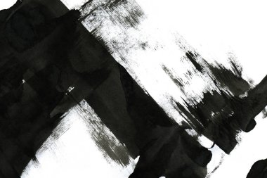 Soyut mürekkep arkaplanı. Mermer tarzı. Beyaz kağıda siyah boya dokusu. Ağ ve oyun tasarımı için duvar kağıdı. Grunge çamur sanatı. Kalem suyunun makro resmi. Koyu Smear