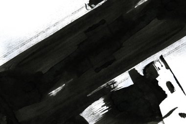 Soyut mürekkep arkaplanı. Mermer tarzı. Beyaz kağıda siyah boya dokusu. Ağ ve oyun tasarımı için duvar kağıdı. Grunge çamur sanatı. Kalem suyunun makro resmi. Koyu Smear